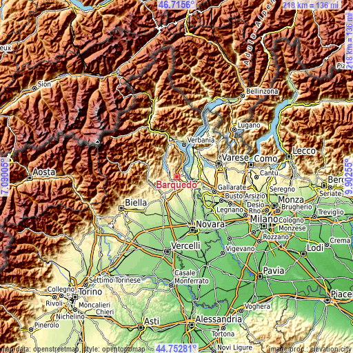 Topographic map of Barquedo