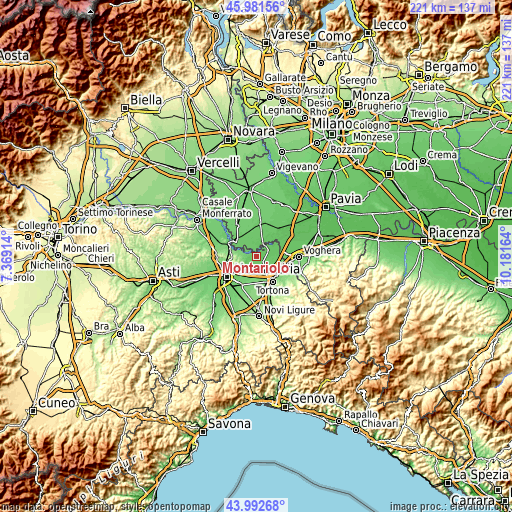 Topographic map of Montariolo