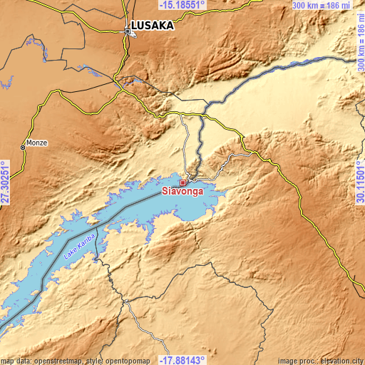 Topographic map of Siavonga