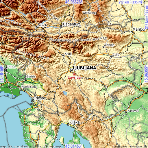Topographic map of Lavrica