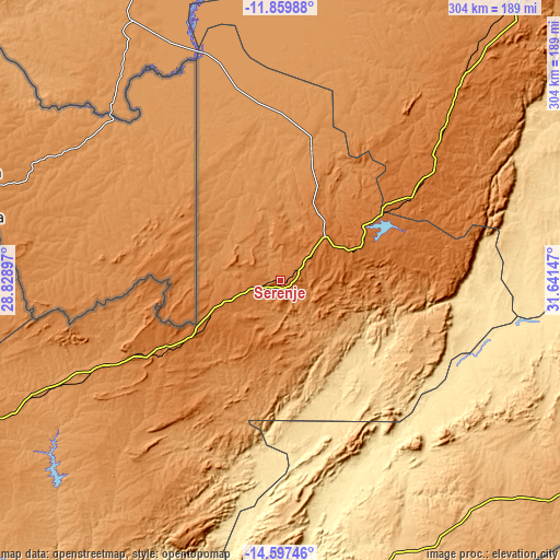 Topographic map of Serenje