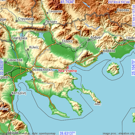 Topographic map of Néa Vrasná