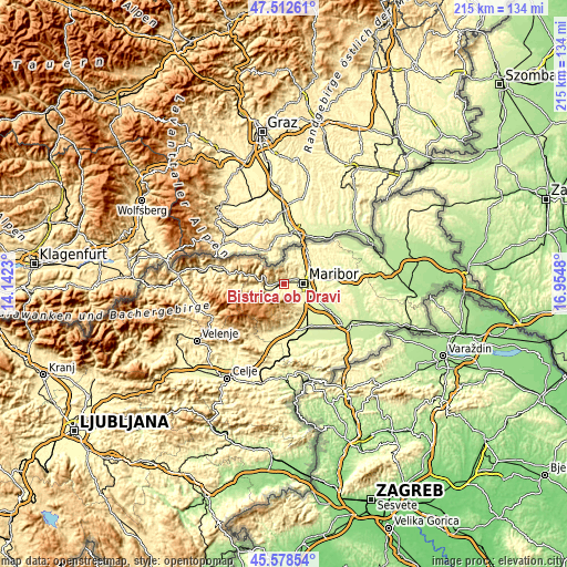 Topographic map of Bistrica ob Dravi