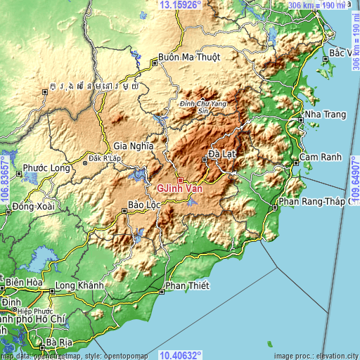 Topographic map of Đinh Văn