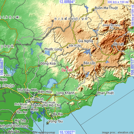 Topographic map of Đạ Tẻh