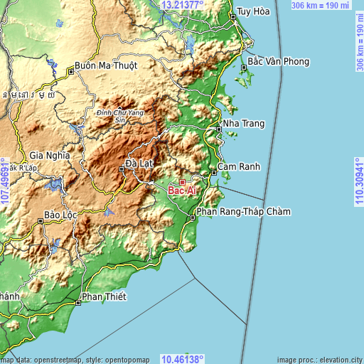 Topographic map of Bác Ái