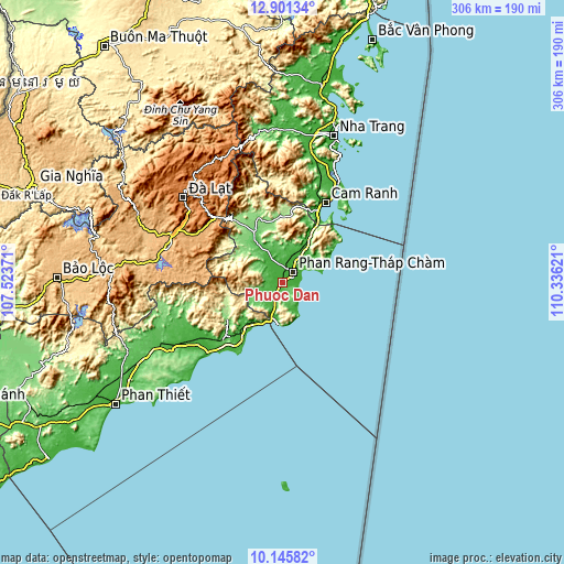 Topographic map of Phước Dân