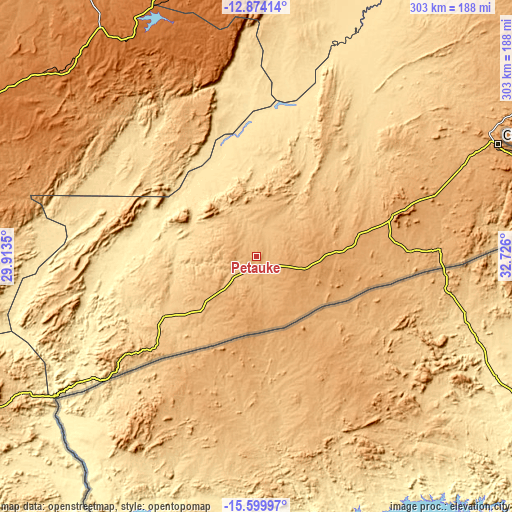 Topographic map of Petauke