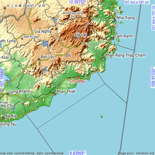 Topographic map of Chợ Lầu