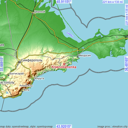 Topographic map of Krasnokamenka