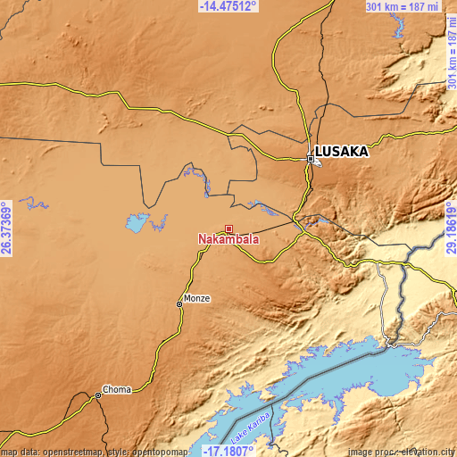 Topographic map of Nakambala
