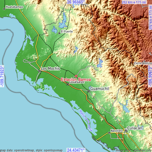 Topographic map of Estacion Bamoa