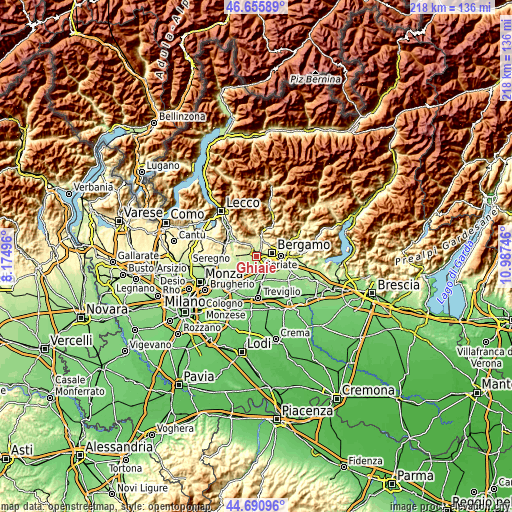 Topographic map of Ghiaie