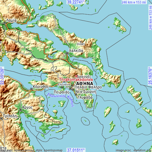 Topographic map of Thrakomakedónes