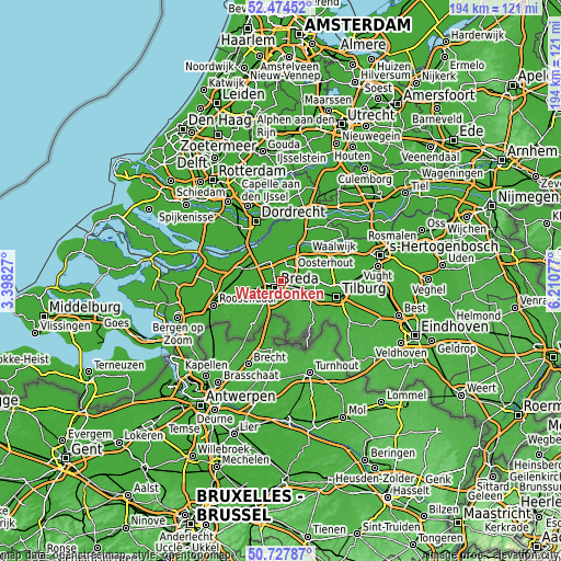 Topographic map of Waterdonken