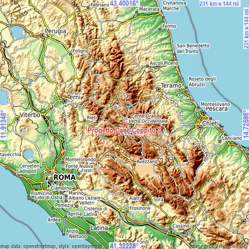 Topographic map of Progetto Case Coppito 3