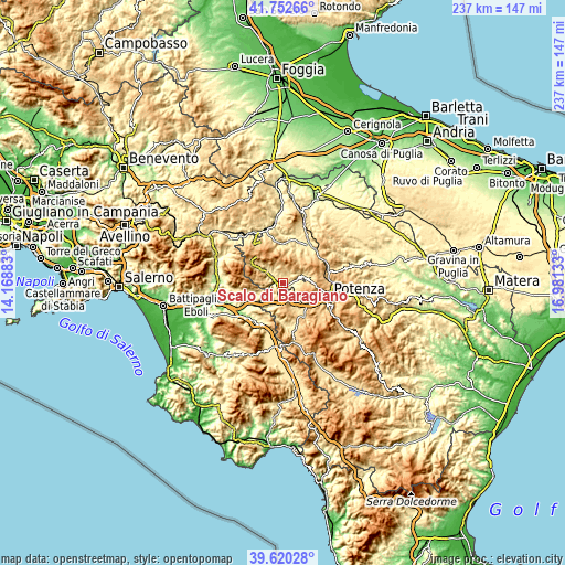 Topographic map of Scalo di Baragiano