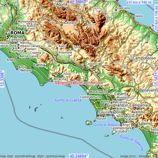 Topographic map of Spigno Saturnia Inferiore