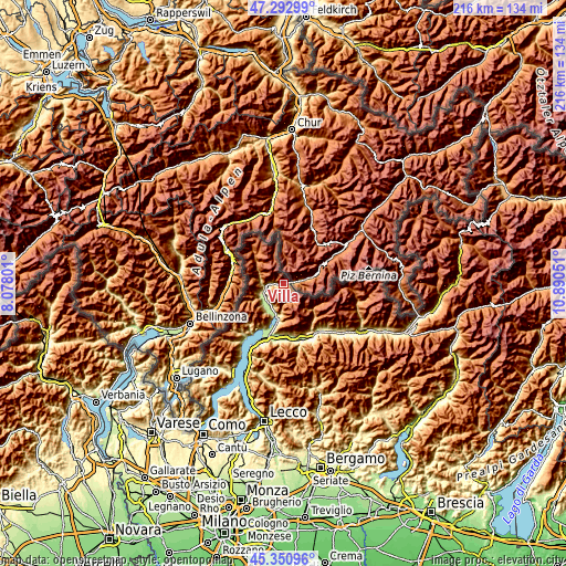 Topographic map of Villa