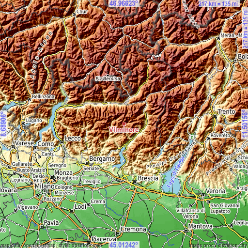 Topographic map of Vilminore