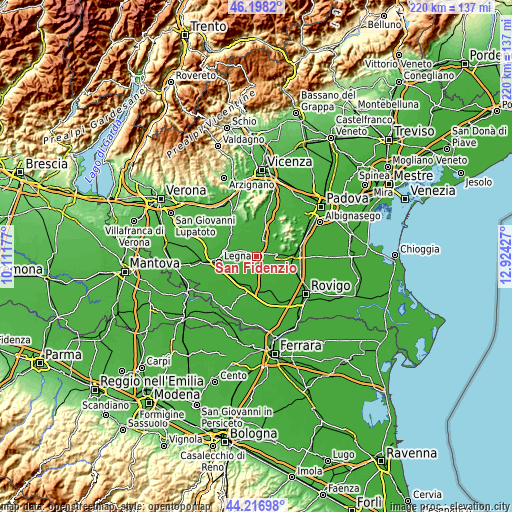 Topographic map of San Fidenzio