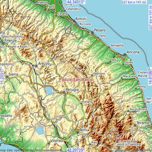 Topographic map of Padule-San Marco