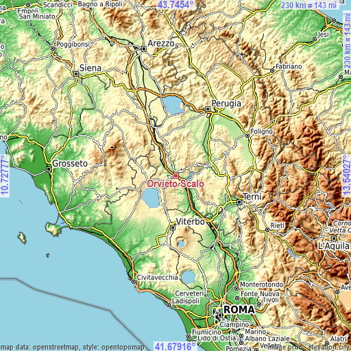 Topographic map of Orvieto Scalo