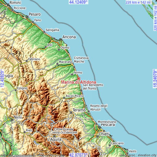 Topographic map of Marina di Altidona