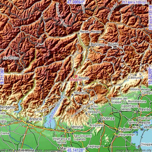 Topographic map of Meano