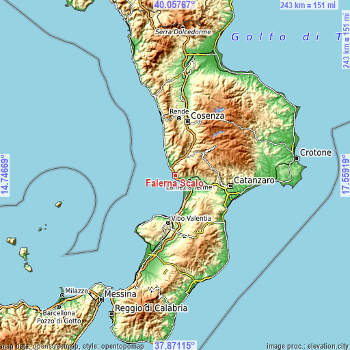 Topographic map of Falerna Scalo