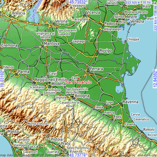Topographic map of San Venanzio