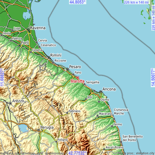 Topographic map of Marotta