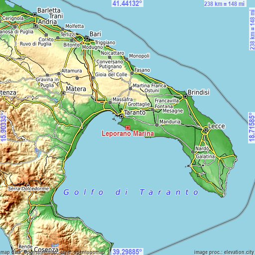 Topographic map of Leporano Marina