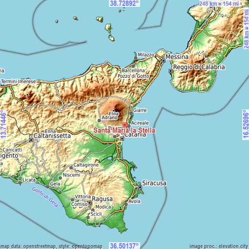 Topographic map of Santa Maria la Stella