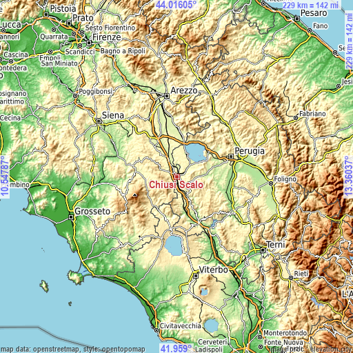 Topographic map of Chiusi Scalo