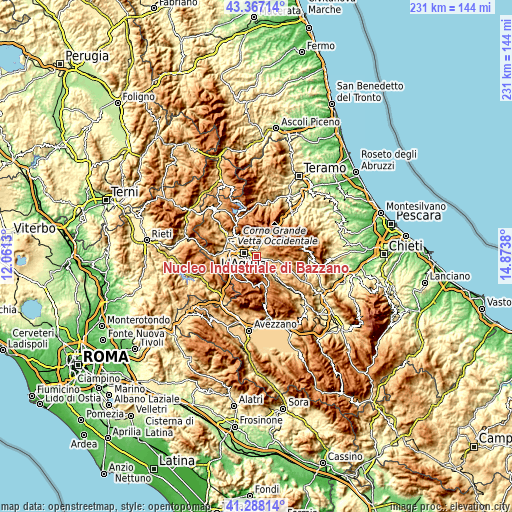 Topographic map of Nucleo Industriale di Bazzano