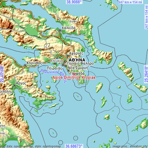 Topographic map of Agios Dimítrios Kropiás