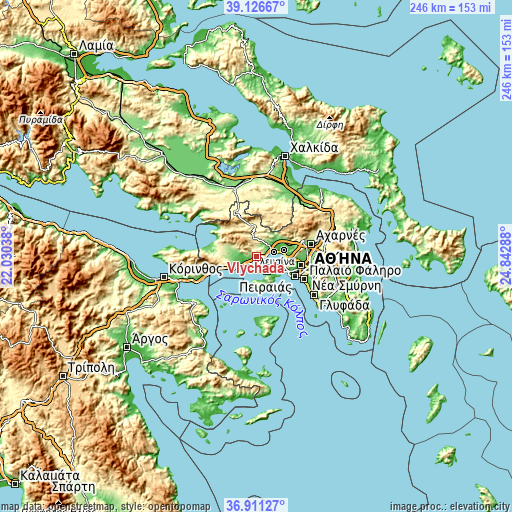 Topographic map of Vlycháda