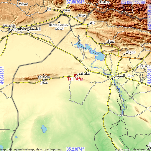 Topographic map of Tall ‘Afar