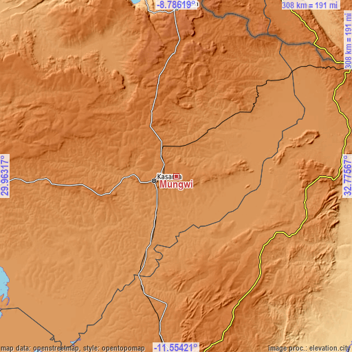 Topographic map of Mungwi
