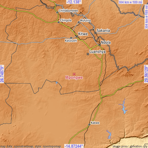 Topographic map of Mpongwe