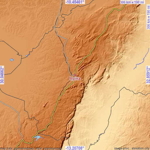Topographic map of Mpika