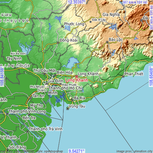 Topographic map of Long Khánh