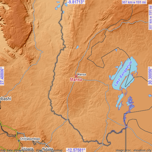 Topographic map of Mansa