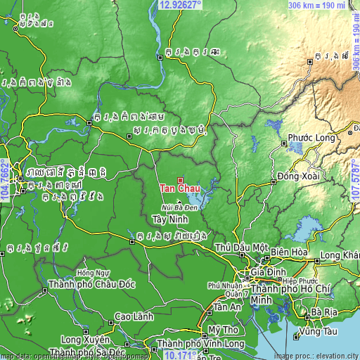 Topographic map of Tân Châu