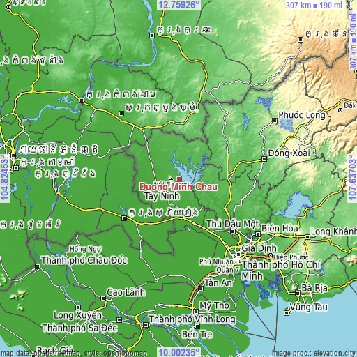 Topographic map of Dương Minh Châu