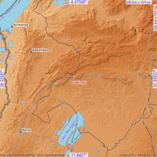 Topographic map of Luwingu