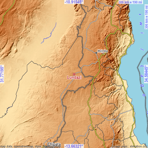 Topographic map of Lundazi