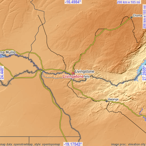 Topographic map of Livingstone