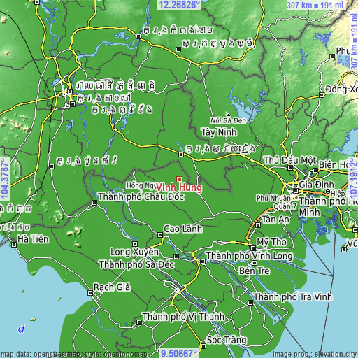 Topographic map of Vĩnh Hưng